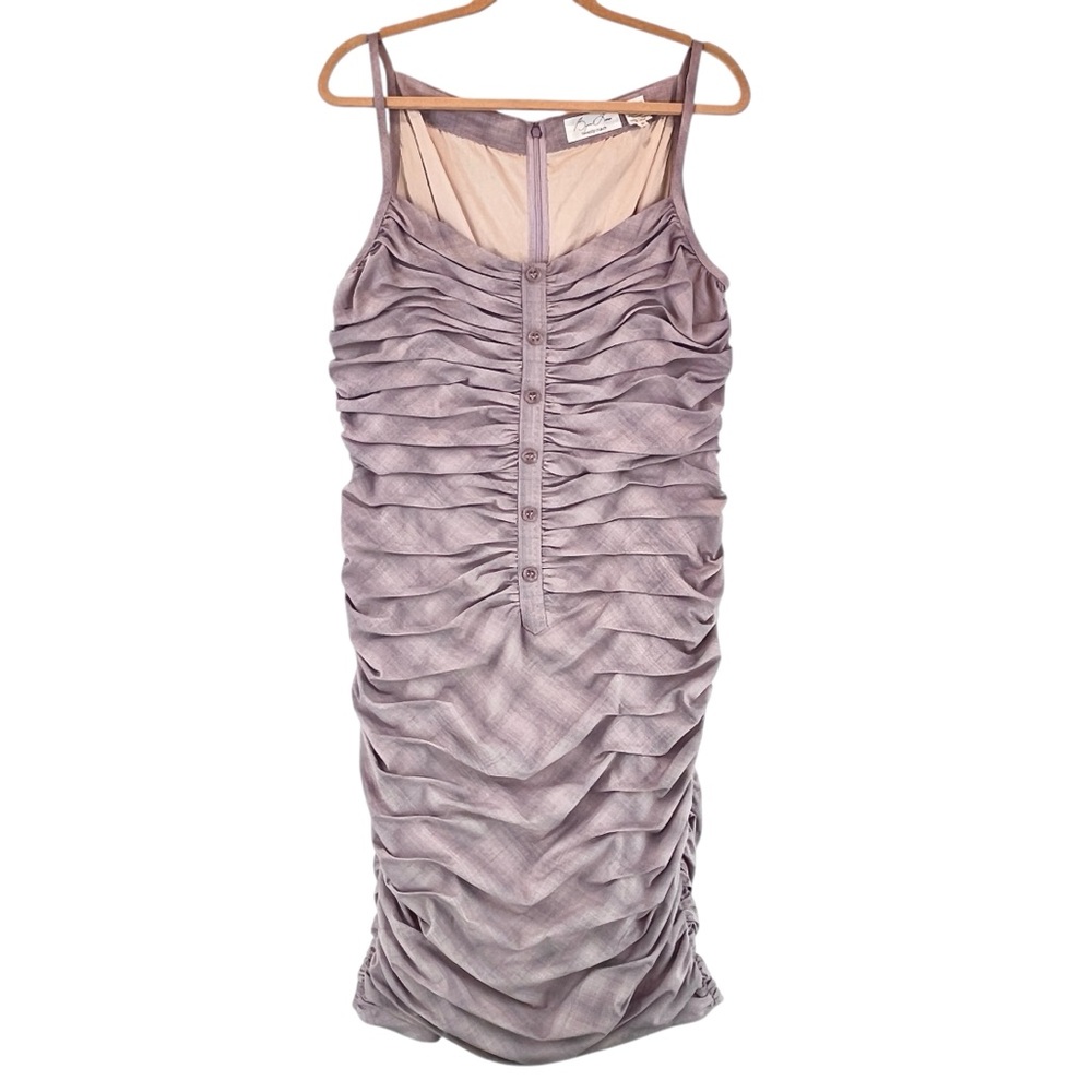 Byron Lars Beauty Mark Anthropologie Dress Ruched Bodycon Light Plaid Sz 12